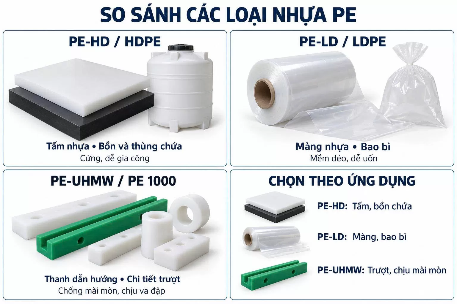 So sánh các lọại nhựa PE